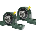 Top Tier Self Aligning 2 Pack UCP20412 Heavy Duty Pillow Block Ball Bearing With Three Quarter Inch Bore Cast Iron Base front view