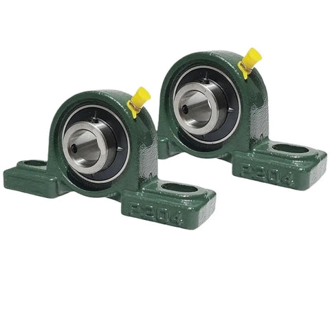 Top Tier Self Aligning 2 Pack UCP20412 Heavy Duty Pillow Block Ball Bearing With Three Quarter Inch Bore Cast Iron Base front view
