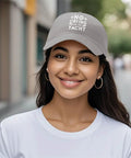 Woman wearing Men's Dope Breathable Light Gray Tennis Cap, lightweight adjustable baseball hat, outdoor background
