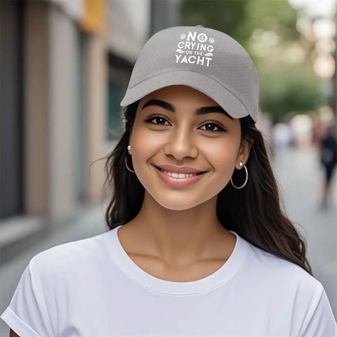 Woman wearing Men's Dope Breathable Light Gray Tennis Cap, lightweight adjustable baseball hat, outdoor background