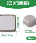 Size information for Premium Square Furniture Sliders For Chairs And Tables 16 Pack, measuring 35mm square and 7mm thick.