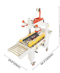 Top Shelf Automatic Tape Sealing Machine For Carton Box Packing Featuring Smooth Cranking Two Way Drive And Quick Adjust Width Dials.