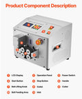 Automatic Heat Shrink Tube Cutter With Lcd Display showing operation panel, cutter, and belt feeding area for PVC PE silicone tubes.