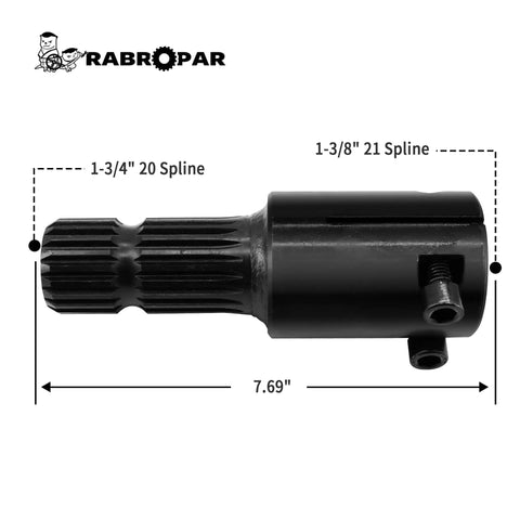 Heavy Duty Pto Shaft Extender Adapter Adds Four Inches To Tractor Reach Up To 125Hp with 1-3/4" 20 Spline and 1-3/8" 21 Spline.