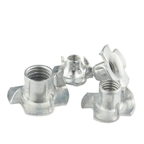 Heavy Duty Zinc Plated Four Claw T Nuts For Wood And Furniture Insert Blind Prong Fasteners For Secure DIY Speaker Mounts Carbon Steel M3 Size 10 Pcs Pack