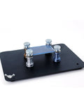 Adjustable PCB Holder with Heat Resistant Base for Soldering and Circuit Board Repair, metal clamps on black base
