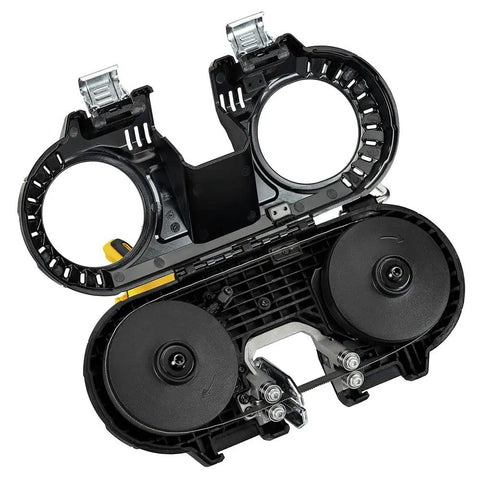 Open view of 12V Max Xtreme Compact Cordless Bandsaw Bare Tool For One-Hand And Overhead Cuts with blade mechanism visible.