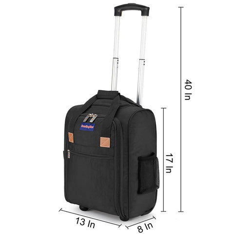 Underseat Rolling Travel Bag 17 x 13 x 8 Inches Personal Item Fits Spirit Frontier American And More Major Airlines Black