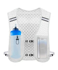 Go-To Lightweight Running Backpack For Men With Hydration Vest, Phone Pouch, and Bottle Holder in white mesh design