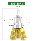 Three Way Aluminum Air Manifold And Splitter For Pneumatic Hoses, 1/4 inch NPT, Four Port Quick Connect Socket, Heavy Duty, Corrosion Resistant