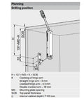 Planning diagram for Soft Close Lift Mechanism For Small Wall Cabinets With Soft Close Hinges Dual Sided Auto Assist Lift For Upper Cabinets Adjustable Fit For PF 113-156 20K1501 showing drilling positions