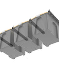Garage Ceiling Tote Storage Rails Heavy Duty Overhead Bin Rack Adjustable Tote Slide System 4 Pack for 3 Bins installed view