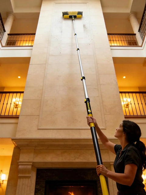 Heavy-Duty Commercial Extension Pole Delivers 4.5 To 18 Ft Reach For True Two-Story Access Up To 24 Ft Total in use for cleaning eaves