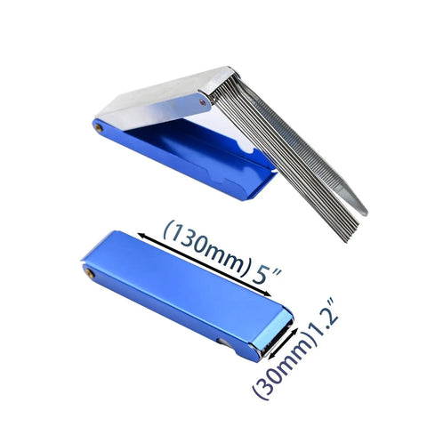 Welding Torch Tip Cleaner Set With 304 Stainless Steel Needles for Gas Holes and Carburetor Cleaning, blue case open and closed.