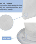 Close-up of a filter with text describing safe materials, part of 6-Pack Replacement Vacuum Filters For Handheld Vacuums In The HNVC Series