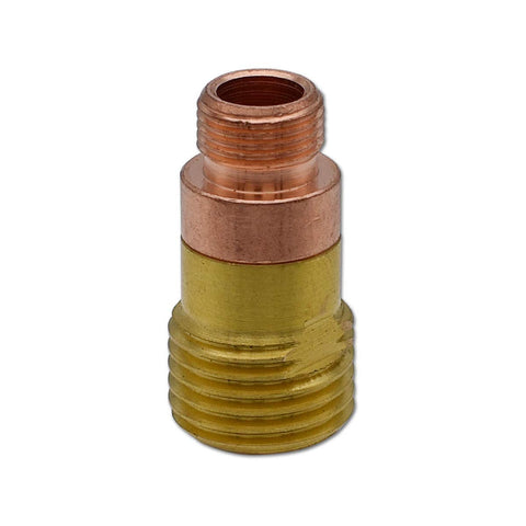 Copper collet body from Stubby Pro Grade Gas Lens TIG Torch Consumables Kit For WP17 WP18 WP26, 1/16 inch size, detailed view.