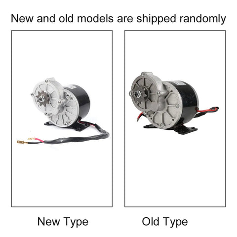 Comparison of new and old Gear Reduction Electric Motor For E Bikes And Scooters 12V 250W Brushed DC Motor with aluminum housing.