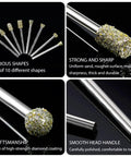 Heavy Duty Diamond Grinding Burrs And Drill Bit Set 20 Piece Rotary Tool Accessories With Standard 1/8 Inch Shank for various shaping tasks.