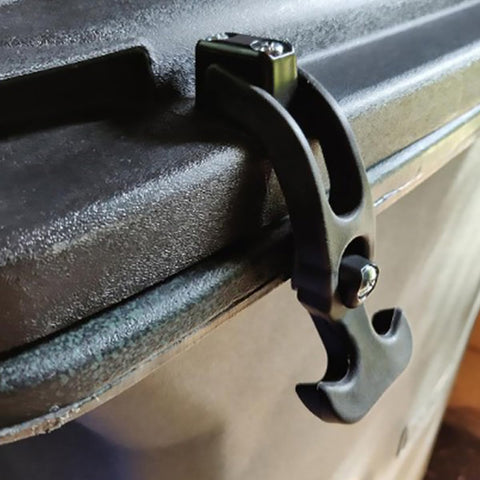 Two Pack Flexible Rubber T Handle Draw Latches installed on toolbox lid