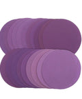Top Notch 6 Inch Sanding Disc Set With 150Mm Paper And 60 To 10000 Grit Range displaying purple abrasive discs for wood and metal.