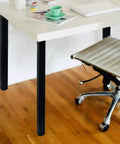 28 Inch Square Adjustable Metal Table Legs With Leveling Feet, Heavy Duty Desk And Workbench Supports, Set Of 4, Black Finish