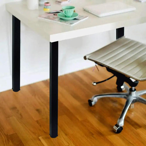 28 Inch Square Adjustable Metal Table Legs With Leveling Feet, Heavy Duty Desk And Workbench Supports, Set Of 4, Black Finish