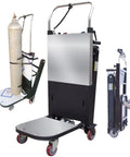Heavy Duty Electric Stair Climbing Dolly With 660 Lb Capacity And 850 Watt Motor For Smooth Furniture Moves On Slopes And Rough Terrain Folding Design With Telescopic Handle with gas cylinder load.