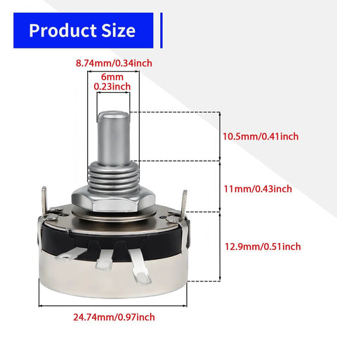 10K Ohm Potentiometer For Inverter Speed Control Single Turn Carbon Film Rotary Taper Potentiometer With 2 A03 Knobs And 2 Dials