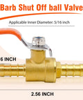 Five Sixteenth Inch Mini Brass Barbed Ball Valve For Air Fuel Gas Water Tubing Pack Of Two Dope Irrigation Piping Systems