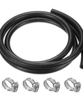 Coiled Beefy NBR Fuel Line Hose With 6Mm ID And 12Mm OD 4.9 Ft with Four Metal Clamps