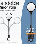 Rear View Bike Mirror Mount With Adjustable Rotatable Head, Wide Angle Acrylic Convex Safety Mirror showing 360-degree rotation