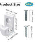 24 Pack White Wire Shelf Clips With Brackets Set for Closet Shelving includes screws and expansion tubes; product size details shown