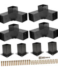 Tough As Nails 4Piece 3Way Corner Brackets Kit With Post Bases And Mounting Hardware heavy duty metal connectors for outdoor gazebo build.
