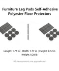 Self Adhesive Black Polyester Furniture Leg Pads For Hardwood Floors Protection shown with dimensions