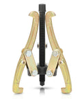 8 Inch 3 Jaw Gear Puller Removal Tool Workhorse for Slide Gears Pulleys and Flywheels, gold finish, standing view