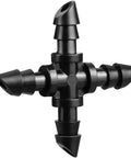1/4 Inch Drip Irrigation Cross Fittings Barbed 4-Way Tee Connectors Kit For 1/4 Inch Tubing, black plastic, easy install