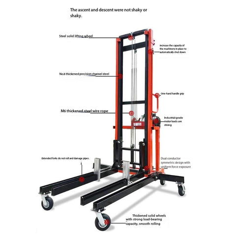 Heavy Duty Electric Lift Table With Six Swivel Casters For Construction Sites Takes The Grunt Work Out Of Manual Handling Makes Putting Up Ductwork And AC Units A Total Breeze with steel wire rope and lifting wheels.