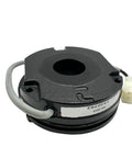 Forklift electromagnetic brake coil, S1.2-C441 series, black metal housing with central bore and white electrical connector