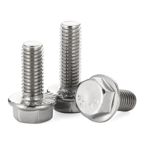 Stainless Steel Flanged Hex Bolts 1/4-20 X 3/4 Inch DIN 6921 A2-70 25 Piece Set for DIY and Pro Projects, heavy duty and corrosion resistant.