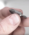Close-up of a magnetic bit from 26InOne Ultra Driver Set 14 Piece Kit With Magnetic Bits And Precision Screwdrivers For Home Auto And Workshop Use Built Tough Versatile Hand Tool Collection.