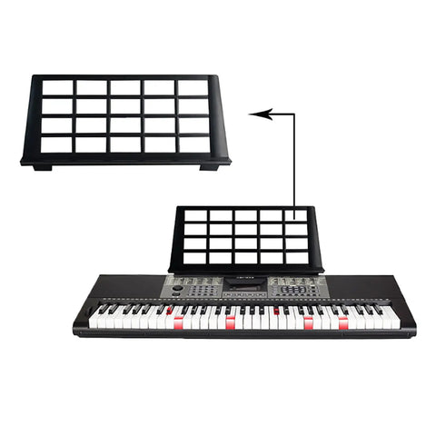 Foldable Metal Keyboard Music Score Stand With Adjustable Tilt For Musicians on electronic keyboard, lightweight sheet holder.
