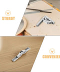 Wide Angle Cabinet Hinges Four Pack With Short Arm for Corner Cabinets Cold Rolled Steel on wood surface