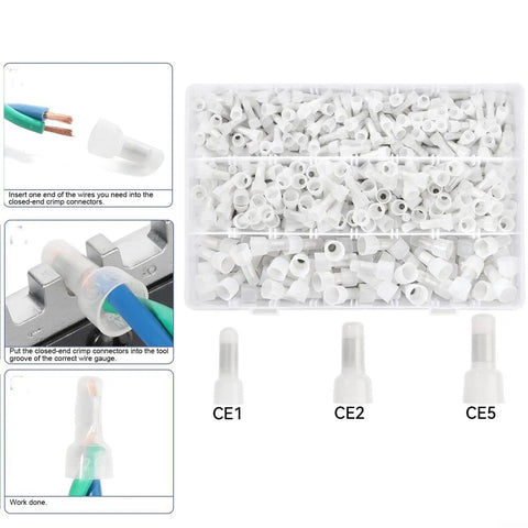 Dope 120 Piece Closed End Crimp Connector Kit With Aluminum Conductors And Nylon Insulation For Secure Electrical Wire Joints In Cars And Security Gear White Set, white assorted connectors