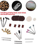 Image of Badass 34 Piece Electric Rotary Tool Accessory Kit For Grinding Polishing Engraving, detailing various bits and wheels.