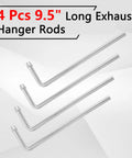 Exhaust Hanger Rods Set Of Four, 9.5 Inch Long, 90 Degree Bent Weld On Steel, displayed against a white background