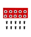 10 Piece Round 12mm Carbide Inserts for Wood Lathe Tools with Screws Indexable Replacement Cutters Set displayed with screws