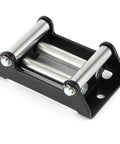 Beefy Heavy Duty Winch Roller Fairlead Galvanized showing metal rollers and mounting holes for 110mm 4.3in hole distance.
