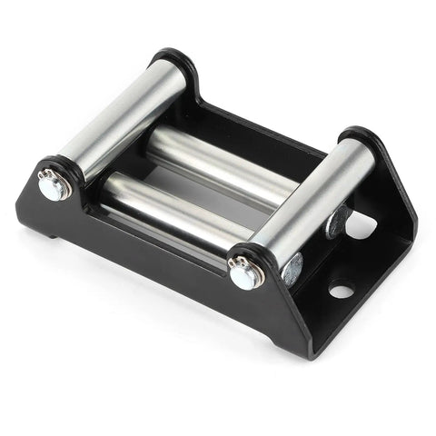 Beefy Heavy Duty Winch Roller Fairlead Galvanized showing metal rollers and mounting holes for 110mm 4.3in hole distance.