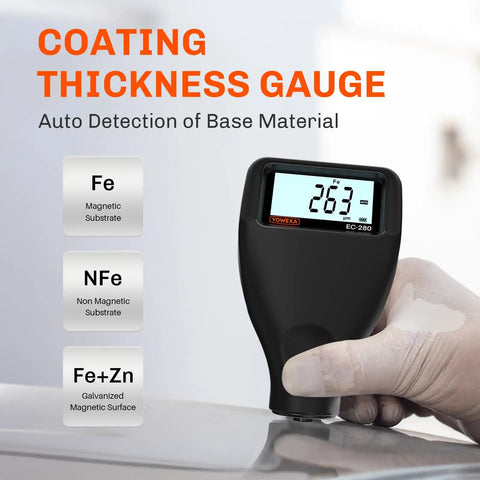 Paint Thickness Gauge Pro Grade for Cars Digital Coating Meter on Fe, NFe and Fe+Zn surfaces, handheld display