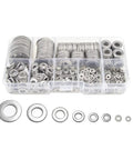 360 Piece 8 Sizes Stainless Steel Washer Set 304 Grade Flat And Lock Washers For Screws And Bolts M2 To M10 in plastic box